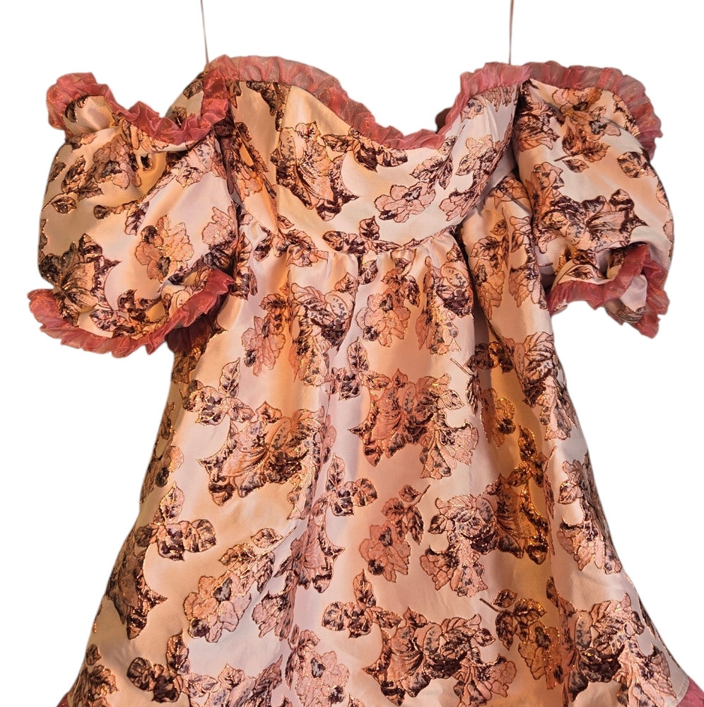 ASOS Pink Floral Off-Shoulder Mini Dress - Picture 6 of 10